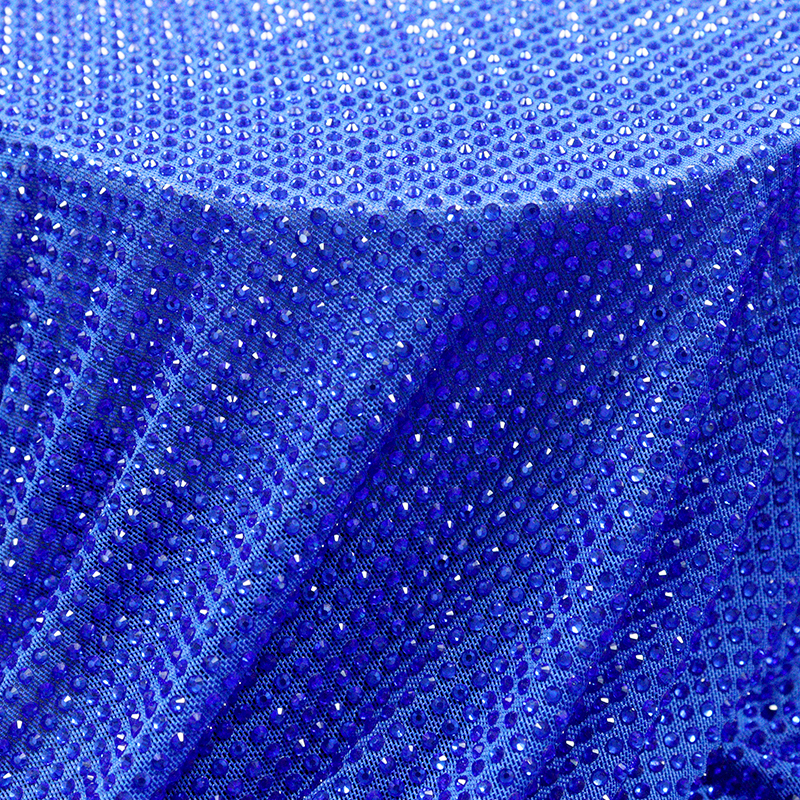 SS10 Royal Blue Crystal Tulle Mesh Fabric Supplier