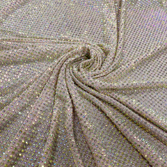 SS10 White AB Rhinestone Tulle Mesh Fabric Factory