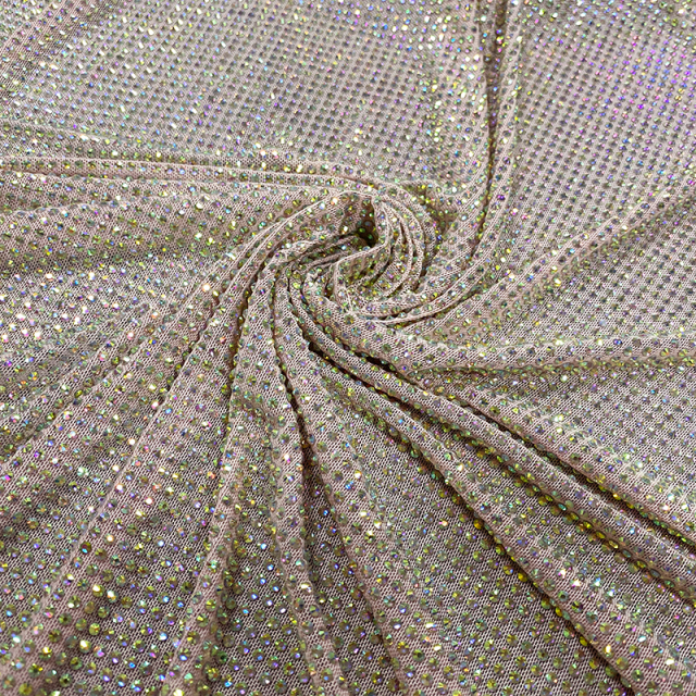 SS10 White AB Rhinestone Tulle Mesh Fabric Factory