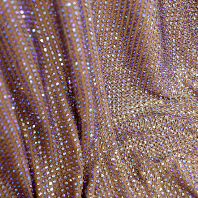 SS10 Gold AB Crystal Tulle Mesh Fabric Wholesale