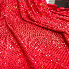 SS10 180g Red Rhinestone Fabric Supplier