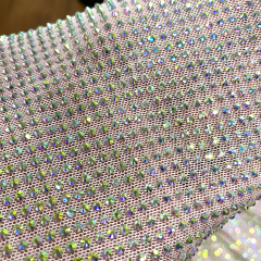 SS10 White AB Rhinestone Tulle Mesh Fabric Factory