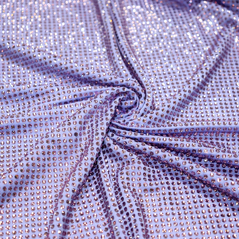 SS10 180g Purple Rhinestone Fabric Manufacturer