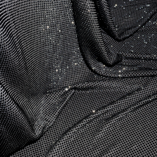 SS10 Black Rhinestone Fabric Custom