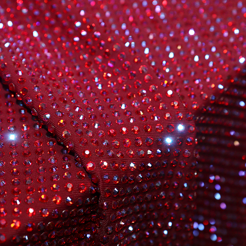 SS10 220g Red AB Crystal Fabric Supplier