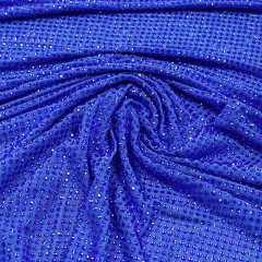 SS10 Royal Blue Crystal Tulle Mesh Fabric Supplier