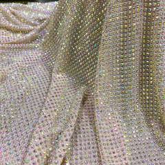 SS10 White AB Rhinestone Tulle Mesh Fabric Factory