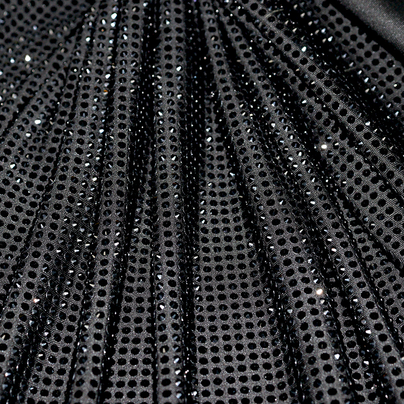 SS10 Black Rhinestone Fabric Custom