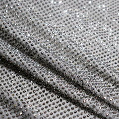 SS10 Grey Rhinestone Tulle Mesh Fabric Factory