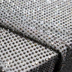 SS10 Grey Rhinestone Tulle Mesh Fabric Factory