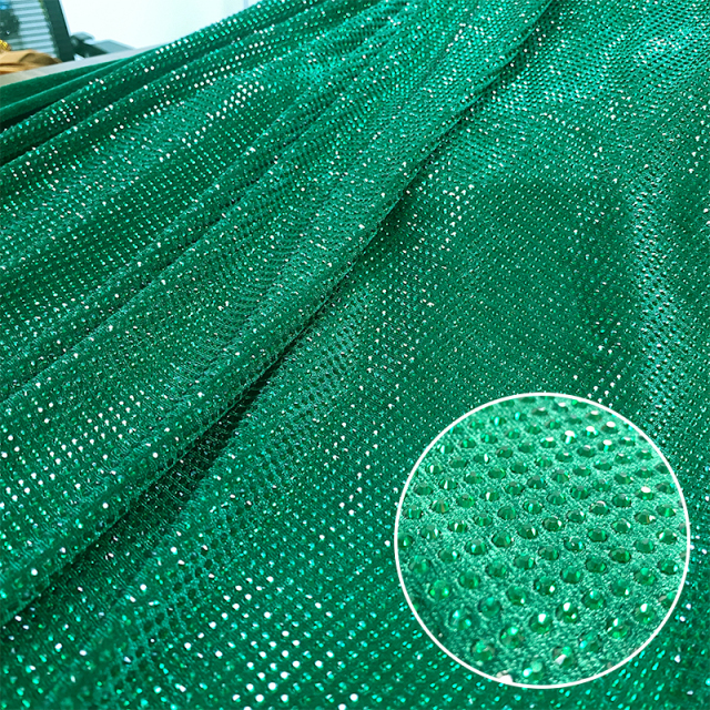 SS10 Dark Green Crystal Velvet Fabric Factory