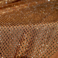 SS10 Brown Rhinestone Tulle Mesh Fabric Wholesale