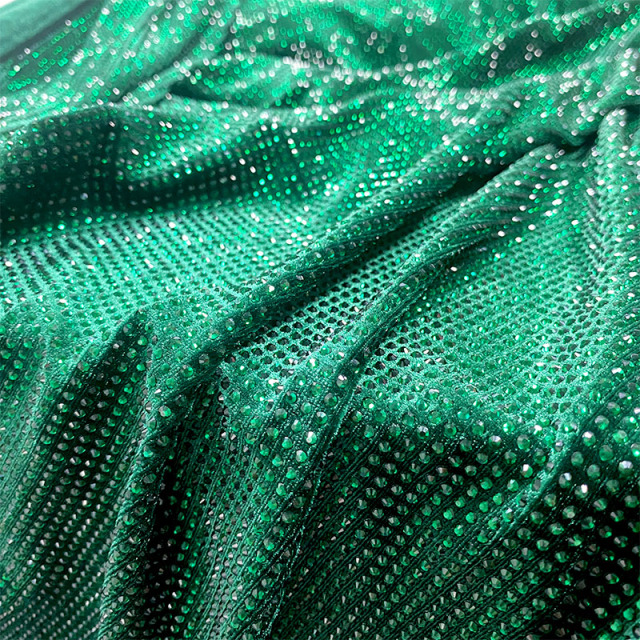 SS10 Dark Green Crystal Velvet Fabric Factory