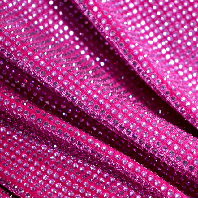 SS10 Rose Red Crystal Velvet Fabric Wholesale