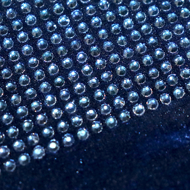 SS10 Blue Black Crystal Velvet Fabric Supplier
