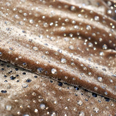 Randomly Mix 3 Different Sizes Smoked Yellow Rhinestone Velvet Fabric Exporter