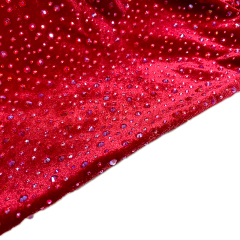 Randomly Mix 3 Different Sizes Red AB Crystal Velvet Fabric Custom