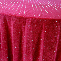 SS6 Wine Red Rhinestone Velvet Fabric Wholesale