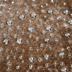 Randomly Mix 3 Different Sizes Smoked Yellow Rhinestone Velvet Fabric Exporter