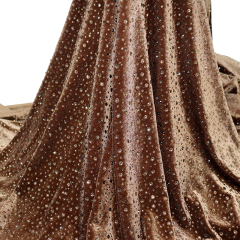 Randomly Mix 3 Different Sizes Smoked Yellow Rhinestone Velvet Fabric Exporter