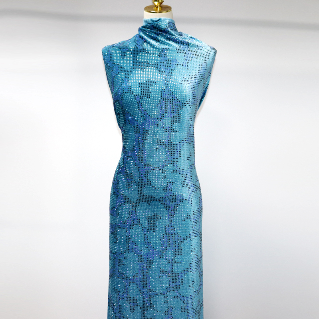 SS10 Leopard Pattern Rhinestone Velvet Fabric Custom