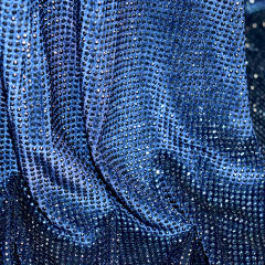 SS10 Blue Black Crystal Velvet Fabric Supplier