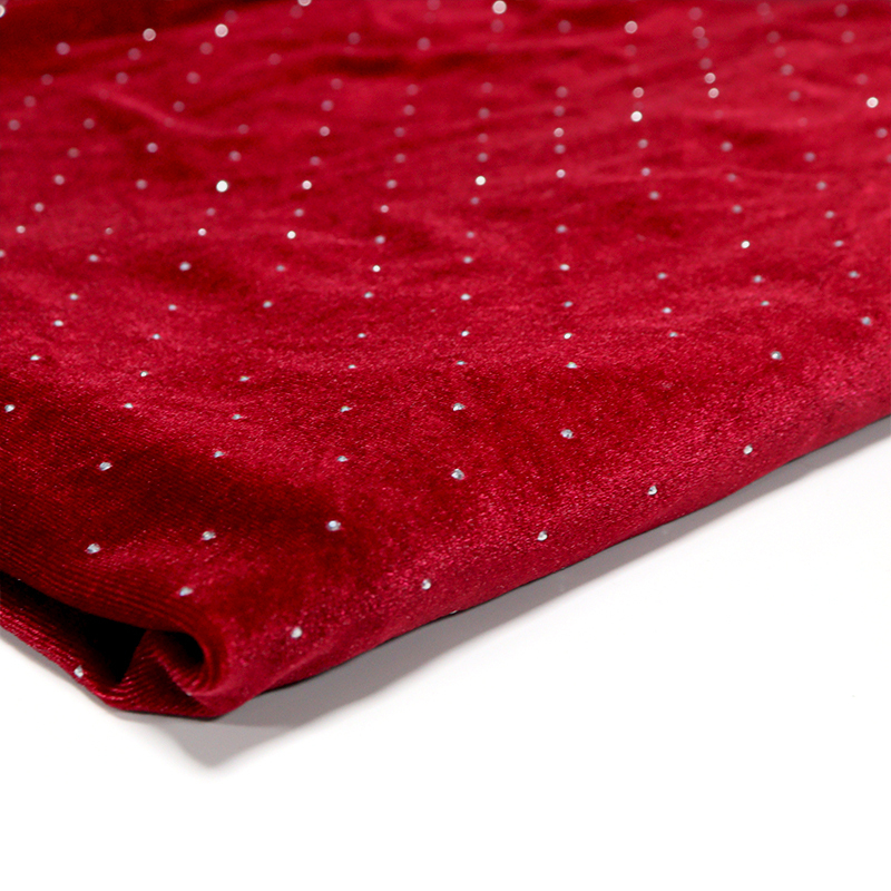 SS6 Wine Red Rhinestone Velvet Fabric Wholesale
