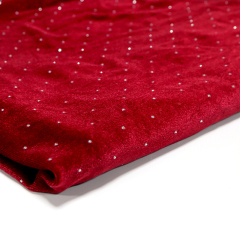SS6 Wine Red Rhinestone Velvet Fabric Wholesale