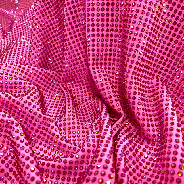 SS10 Rose Red AB Color Crystal Fabric Wholesale