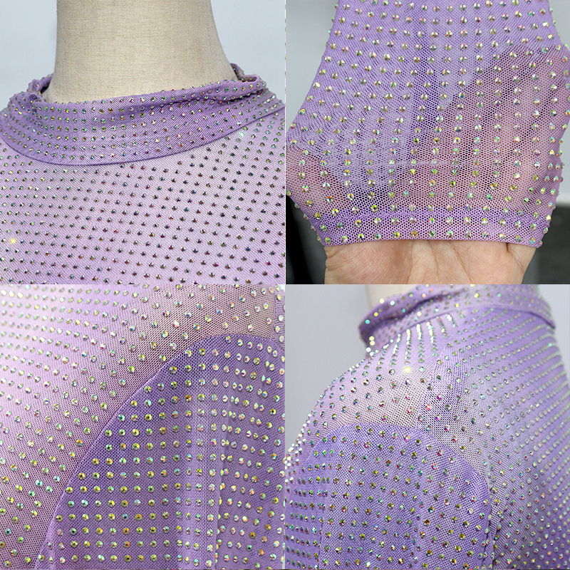 Gradient Color Long Sleeve Crystal Mesh Shirt Factory