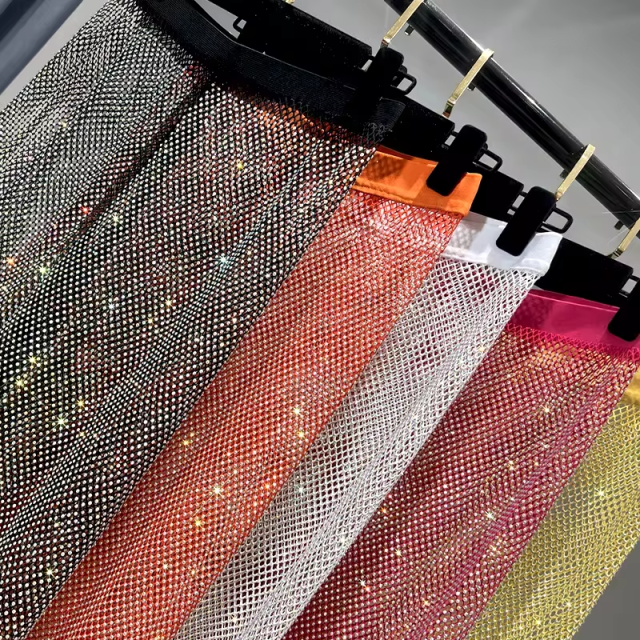 Wide Leg Rhinestone Mesh Long Pant Supplier