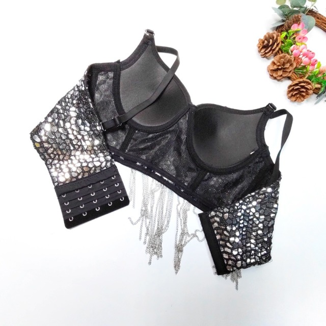 Rhinestone Rivet Tassel Decor Bustier Manufacturer