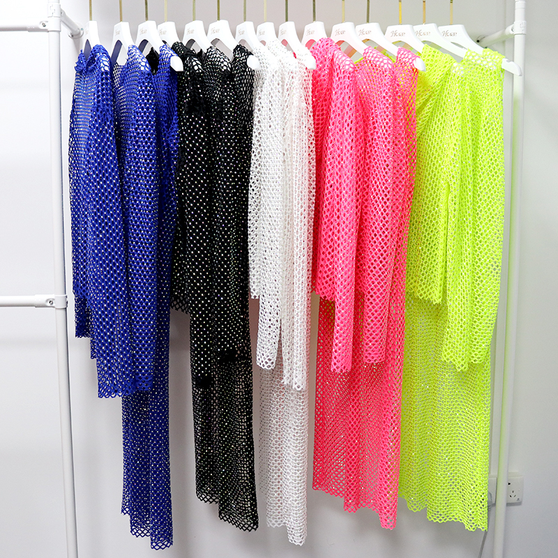 Solid Color Rhinestone Mesh T-Shirts Supplier