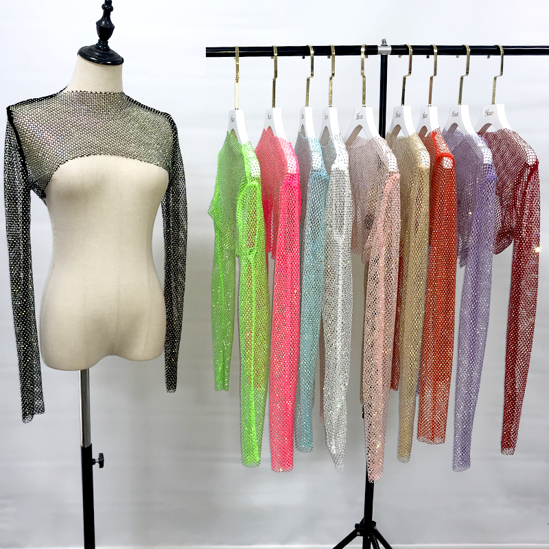 Pure Color Crystal Mesh Crop Top Wholesale