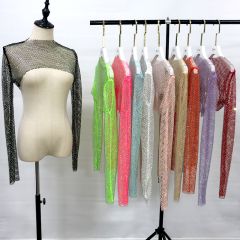Pure Color Crystal Mesh Crop Top Wholesale