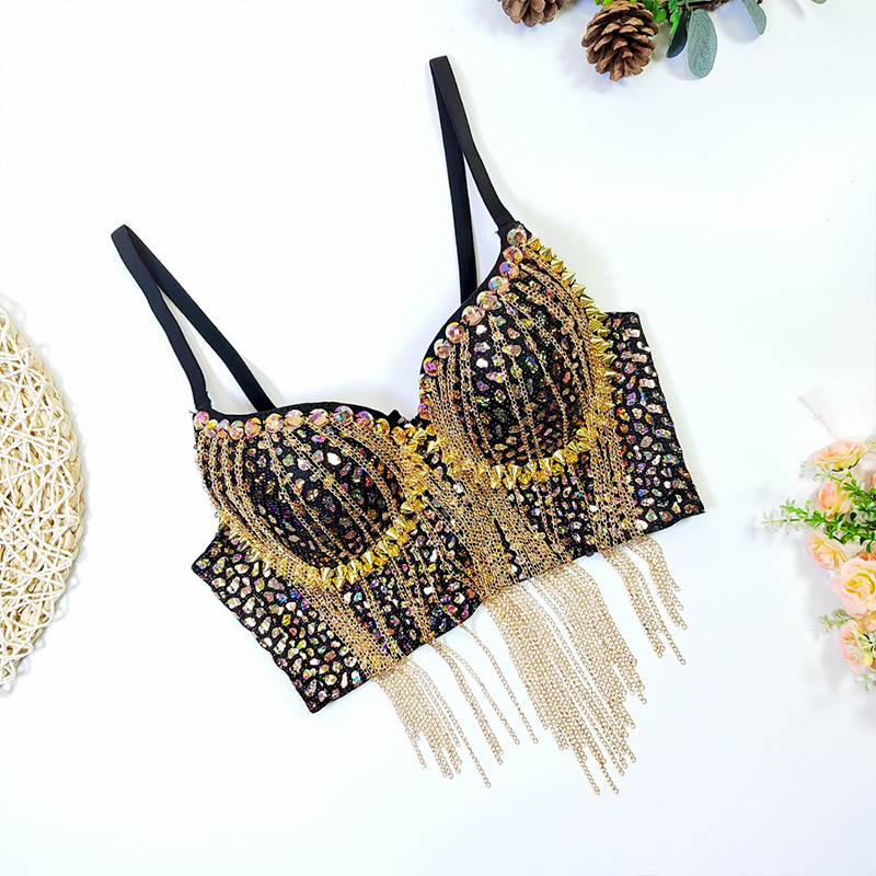 Rhinestone Rivet Tassel Decor Bustier Manufacturer