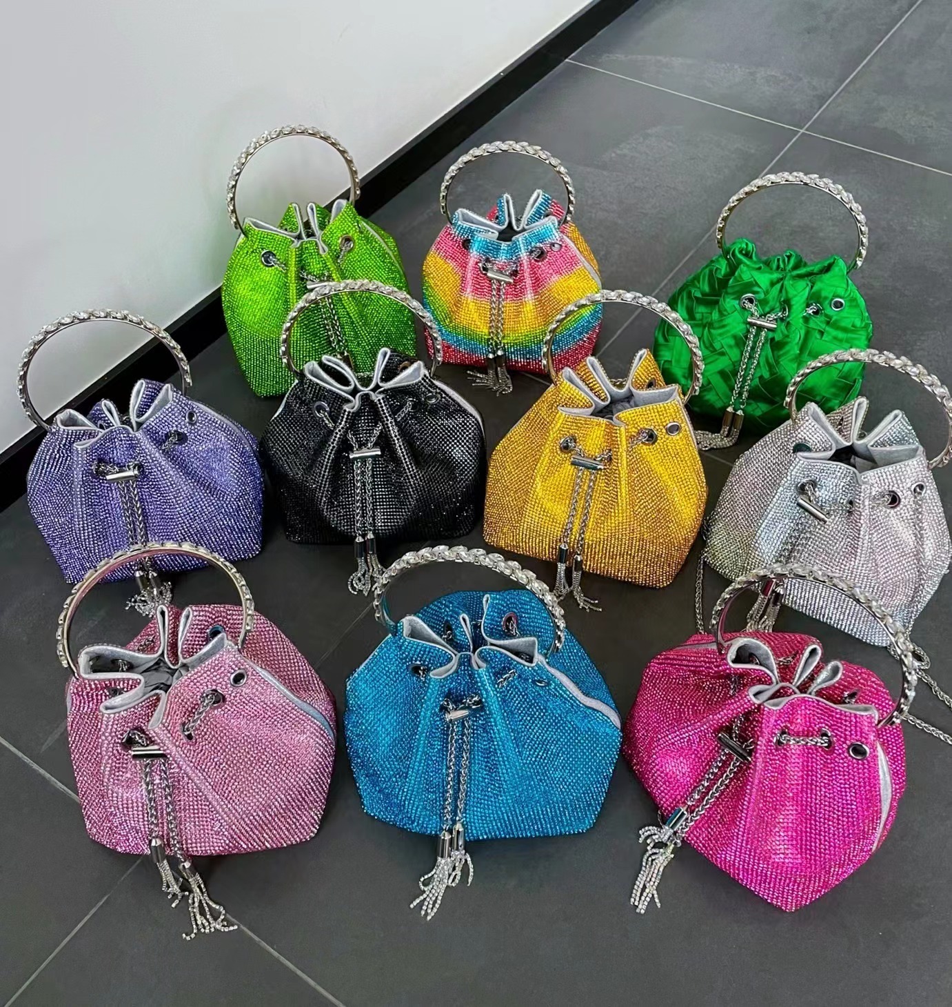Rhinestone Bucket Clutch Bag Manufacturer