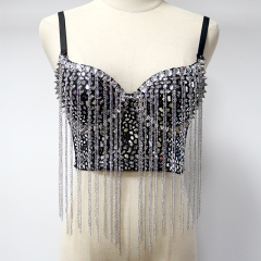 Rhinestone Rivet Tassel Decor Bustier Manufacturer