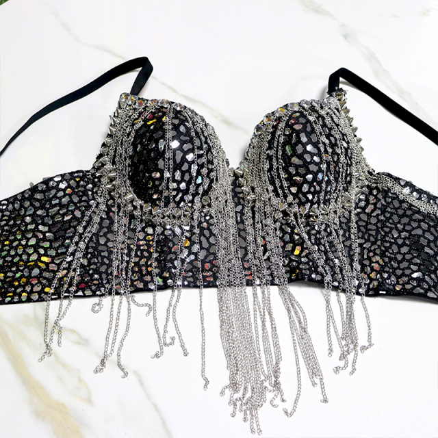 Rhinestone Rivet Tassel Decor Bustier Manufacturer