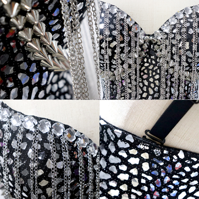 Rhinestone Rivet Tassel Decor Bustier Manufacturer