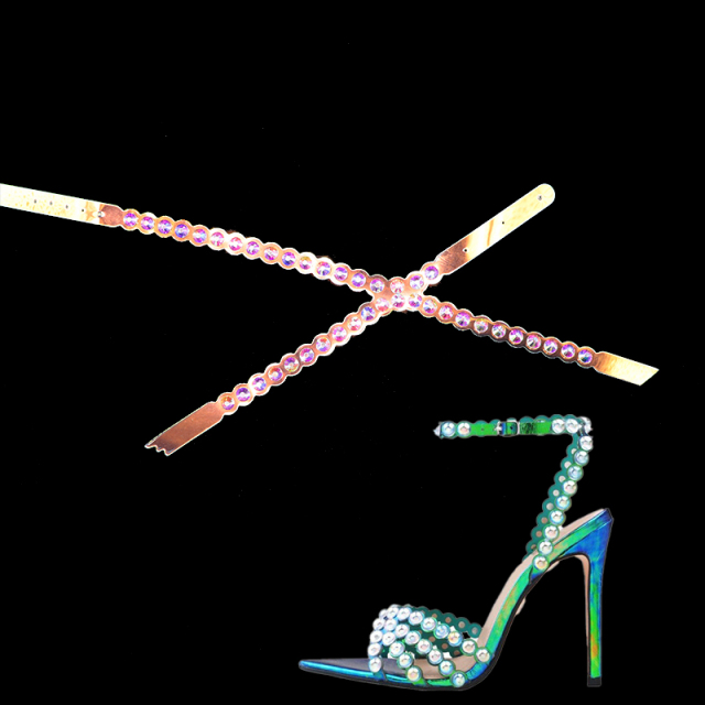 Rhinestone Laser Transparent Strap Shoes Upper Accessories Factory