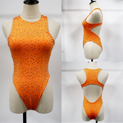 Pure Color Sleeveless Backless Crystal Swimsuit Wholesale