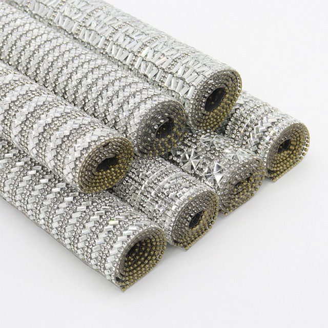 Silver Ribbon Hotfix Rhinestone Sheet Wholesale