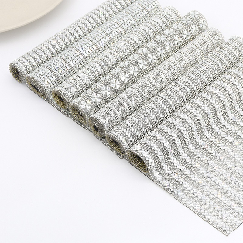 Silver Ribbon Hotfix Rhinestone Sheet Wholesale