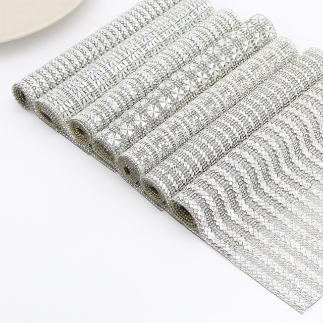 Silver Ribbon Hotfix Rhinestone Sheet Wholesale