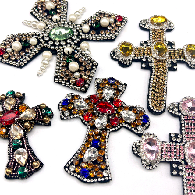 Cross Shape Pearl Crystal Patch Wholesale
