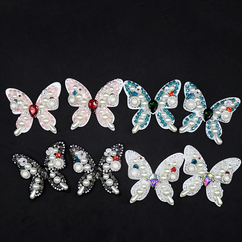 Butterfly Pearl Beaded Rhinestone Patches Supplier