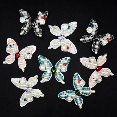 Butterfly Pearl Beaded Rhinestone Patches Supplier
