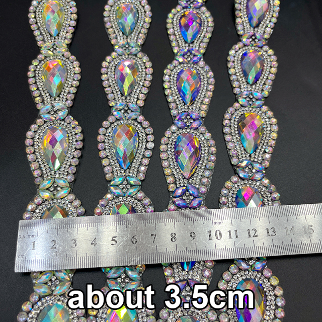 Drop Shape Hotfix Rhinestone Ribbon Trim Manufacturer
