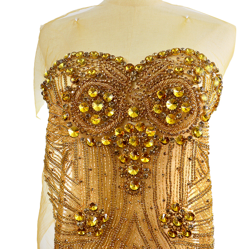 Rhinestone Beaded Bodice Applique Wholesale
